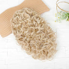 Flufymooz 100％ Pure Protein Ponytail Extension, 18 Inch Curly Claw Clip Ponytail Hair Extensions Natural Soft pony tail hairpiece for women-Light Blonde with White Blonde