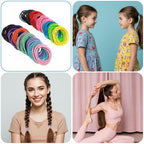 200PCS Basics Pony Tail Hair Ties, Multicolor Hair Ties, Elastic Rubber Bands for Women, Seamless Ponytail Holders for Thick Curly Hair, Thin Curly Hair Ponytail Holder (Rainbow Colors)