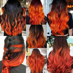 16 Pcs Colored Hair Extensions Curly Wavy Clip in Synthetic Hairpiece Streak for Girls Women Kids, Colorful Christmas New Year Party Highlights Cosplay Festival Gift(Orange)