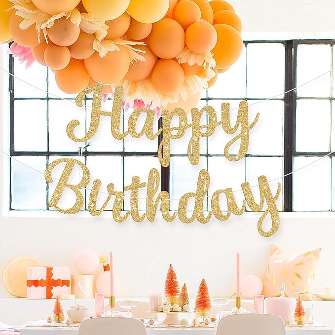 Glitter Happy Birthday Banner Sign Birthday Garland Wall Door Banners Flag - Image 5