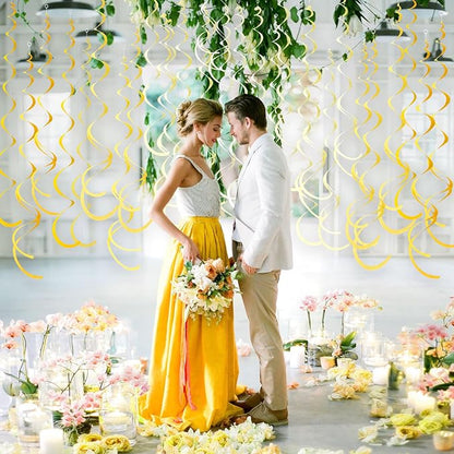 36Pcs Yellow Hanging Swirl Decorations Ombre Yellow Felt Swirl Streamer Spiral - Image 6