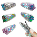 LUV HER Licensed Hair Accessories For Girls, 6pc Cute Hair Clips with Favorite Lilo & Stitch Character Charms, Magical Confetti Hair Clips, Ages 3+