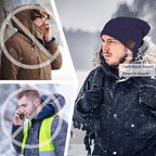 Wireless Music Hat Beanie for Men Women Wireless Headset Headphones Music Audio Boys Girls Winter Cap with Speaker Mic Hands Free Outdoor Sport Stereo Earphone Earpieces Navy Blue