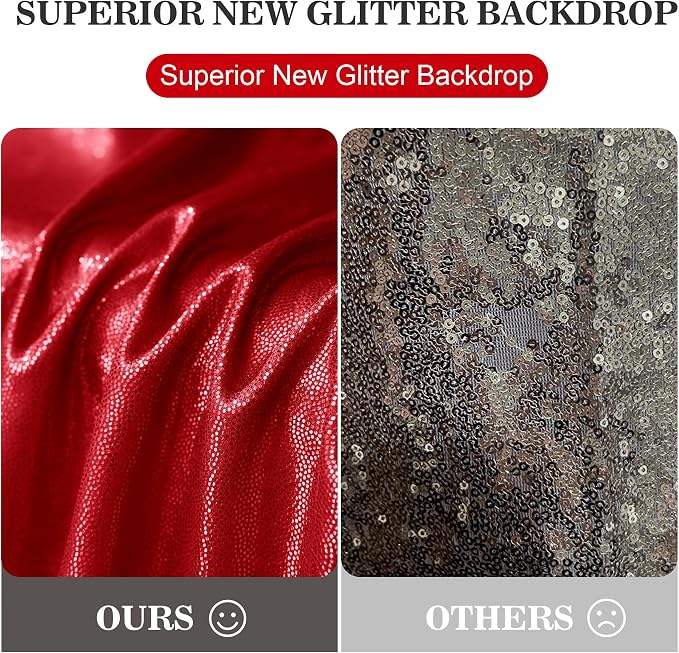 20x10ft Thick Red Glitter Backdrop Curtain Panels - Image 7