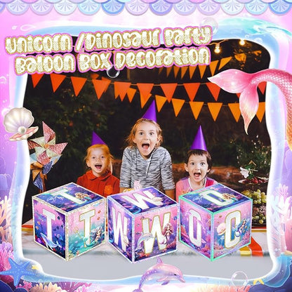 3 Pcs 2nd Mermaid Birthday Decorations Two Birthday Balloon Boxes Mermaid Party - Image 5