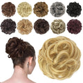 FESHFEN Messy Bun Hair Piece - Elastic Wavy Curly Hair Bun Scrunchies Extensions Synthetic Chignon Hairpieces for Women Girls, Strawberry Blonde & Bleach Blonde 1.5 oz