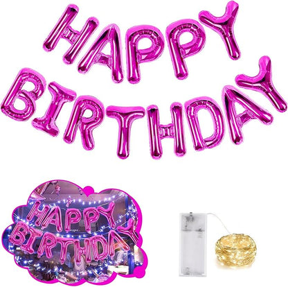 CANREVEL Happy Birthday Banner Decorations + Sign Balloons, Hot Pink | 13pcs 16 by CANREVEL