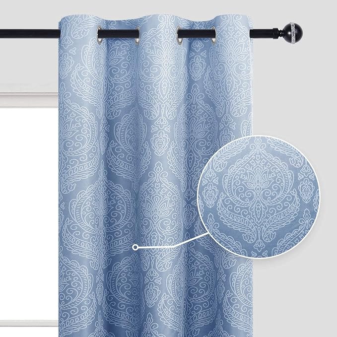 DWCN Navy Blackout Damask Curtains - Image 2