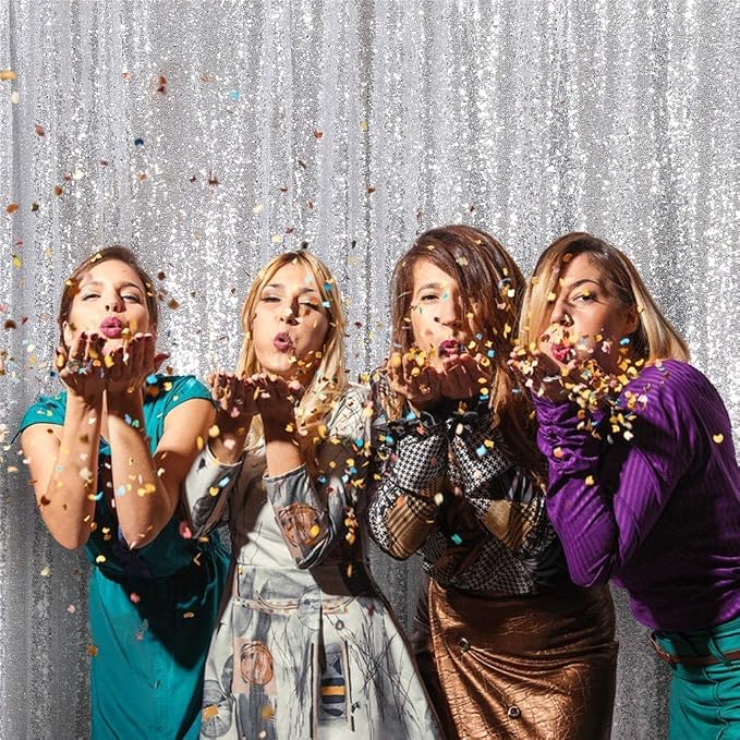 Poise3EHome Silver Backdrop, 8FT x 10FT Silver Sequin Photography Backdrop - Image 8