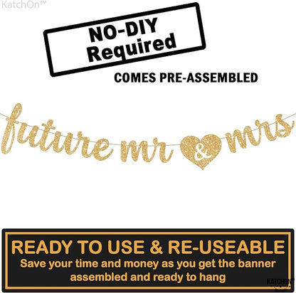 KatchOn Glitter Future Mr & Mrs Banner 10 Ft Bachelorette Party Decorations | - Image 2