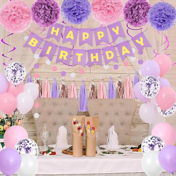 Purple Pink Birthday Party Decorations - Image 5