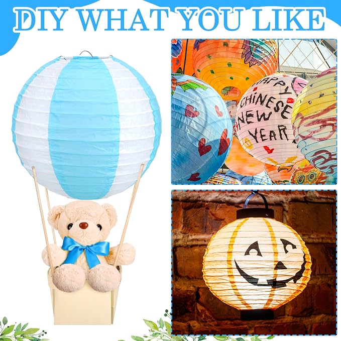 12 Sets Baby Shower Hot Air Balloon Table Centerpieces DIY Paper Lanterns - Image 5
