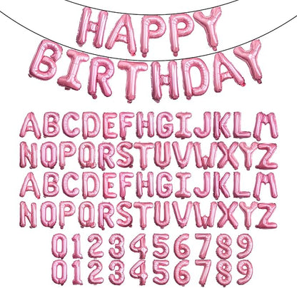 16" Pink Letter Number Balloons, Happy Birthday & 2 Sets of A-Z 0-9, Foil Mylar by Makeyourpartypop