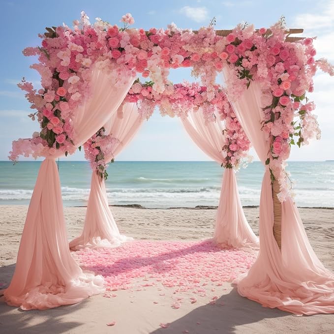 Blush Wedding Arch Draping Fabric Backdrop Drapes Sheer 2 Panels | 28.7"x20FT - Image 6