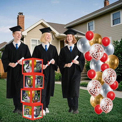 Graduation Decorations Class of 2026, Graduation Party Red Balloon Boxes - Image 7