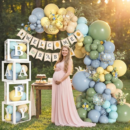 153 Pcs Blue Yellow Balloon Banner Bear Baby Shower Decorations Neutral | Dusty - Image 6