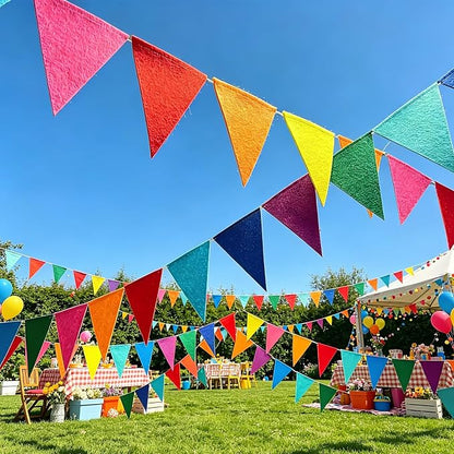 6 Pack Rainbow Felt Bunting Banner, Triangle Pennant Flags Garland - Image 4