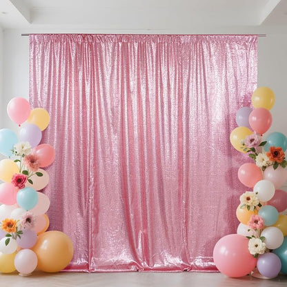 SquarePie 8x10ft Fuchsia Pink Sequin Backdrop, High Density Non-Transparent by SquarePie