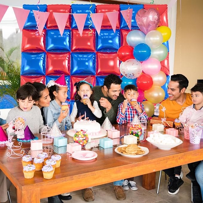 36pcs Red & Royal Blue Square Foil Balloons - Image 5