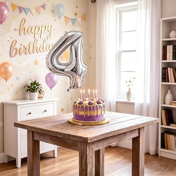 Number Balloons Silver Party Balloon - Image 7