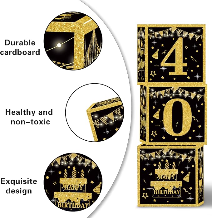 Gold 40th birthday decorations for men - Image 4