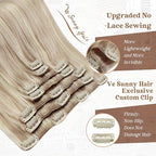 Ve Sunny Blonde Clip in Hair Extensions Real Human Hair for Women Highlight Hair Extensions Clip in Remy Human Hair Full Head Warm Color 7pcs 120g 22inch