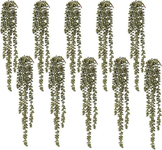 10 Pcs Fall Artificial Succulents Hanging Plants, Fake String of Pearls by dallisten