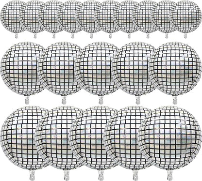 PartyWoo Silver Disco Ball Large Giant Foil Balloons 20pcs Different Sizes | 22 by PartyWoo