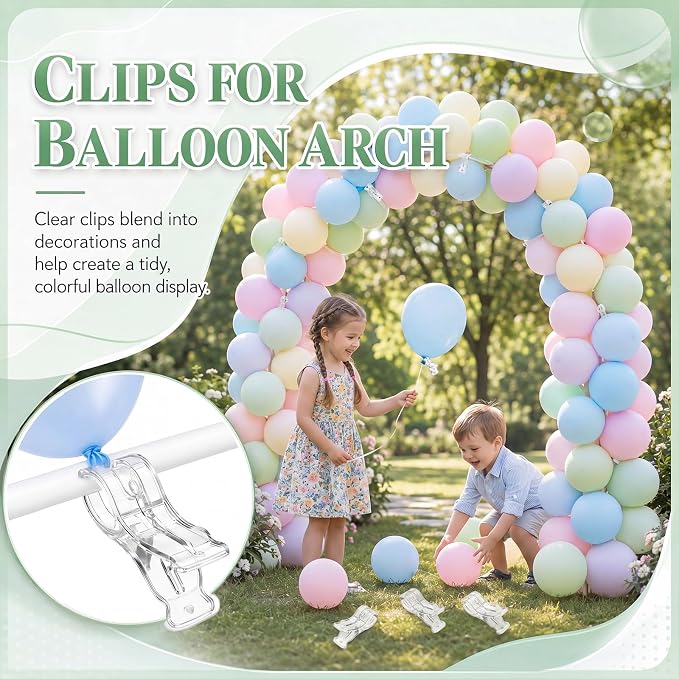 LemonRoad 40 Pack Large Balloon Arch Clips Plastic Transparent Backdrop Spring - Image 4
