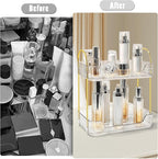Bathroom Counter Organizer Countertop Storage Skincare Countertop Makeup Organizer Cosmetics Skincare Organizers Holder for Perfume-Clear-golden pole