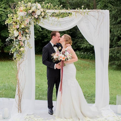 White Wedding Arch Draping Fabric Backdrop Drapes Sheer 2 Panels | 28.7"x20FT - Image 7