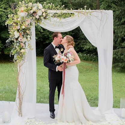 White Wedding Arch Draping Fabric Backdrop Drapes Sheer 28.7"x 20FT | Sheer - Image 4