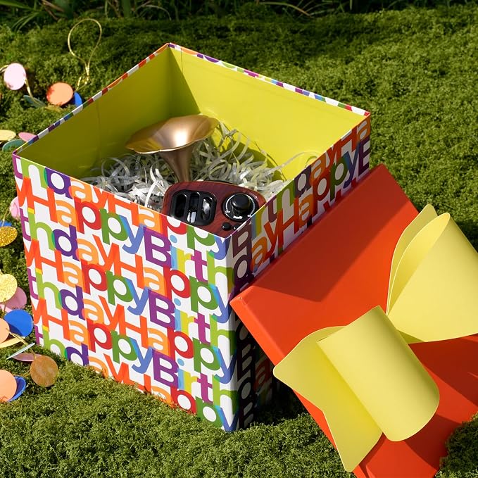 BIOBROWN Gift Boxes with Lids for Presents Text Birthday Design Gift Box | - Image 3