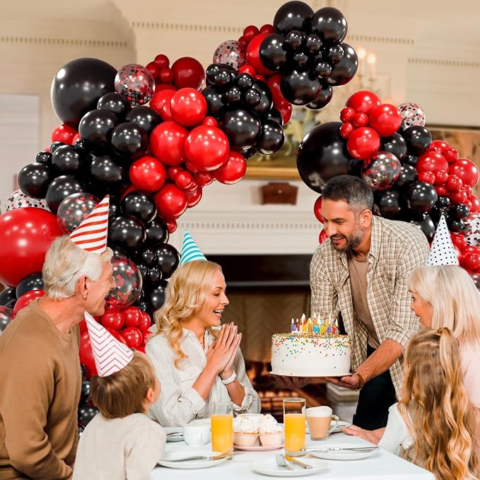 Red and Black Balloon Arch Garland Kit - Image 6