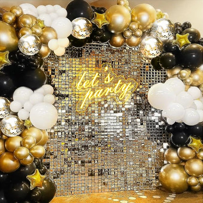 182pcs Black and Gold Balloons Garland Arch Kit, 5 10 12 18 inch Black White - Image 8