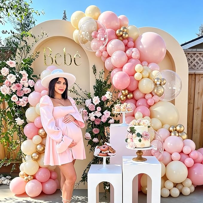 Pastel Pink and Yellow Balloon Arch Kit - Image 5