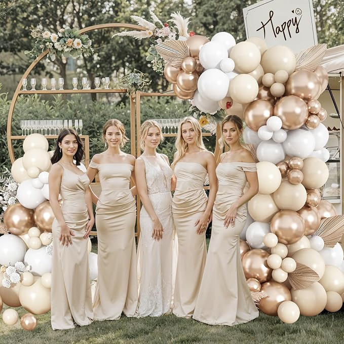 Neutral Balloon Arch Kit 142Pcs Cream White Champagne Gold Balloons Garland Kit - Image 5