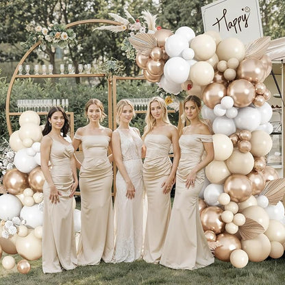Neutral Balloon Arch Kit 142Pcs Cream White Champagne Gold Balloons Garland Kit - Image 5