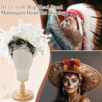 2 Pcs Wig Stand with Head 23 Inch Linen Mannequin Head with Wooden Stand Canvas Mannequin for Hats Wigs Caps Headdress Home Store Hair Salon(Beige)