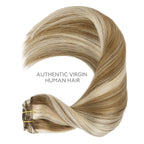 WENNALIFE Clip in Hair Extensions Real Human Hair, 14 Inch 120g 7pcs Ash Brown with Platinum Blonde Highlights Remy Hair Double Weft Straight Natural Extensiones De Cabello Humano Con