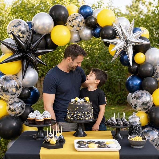 Black and Yellow Balloons, 12 Inch Black Yellow Gray Blue Silver Balloons - Image 7