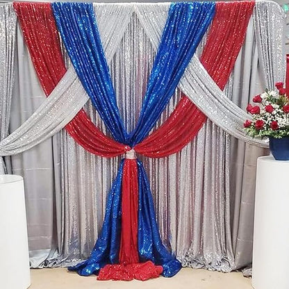 Sequin Backdrop Navy 4 Pieces 2FTx8FT Shimmer Birthday Wedding Photograph Baby - Image 5