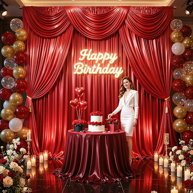 30x10ft Red Glitter Backdrop Curtain - Image 8