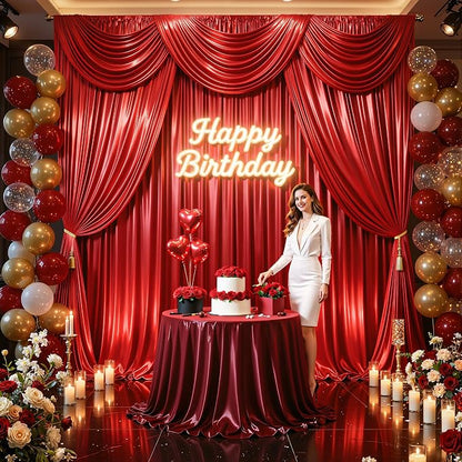 30x10ft Red Glitter Backdrop Curtain - Image 8