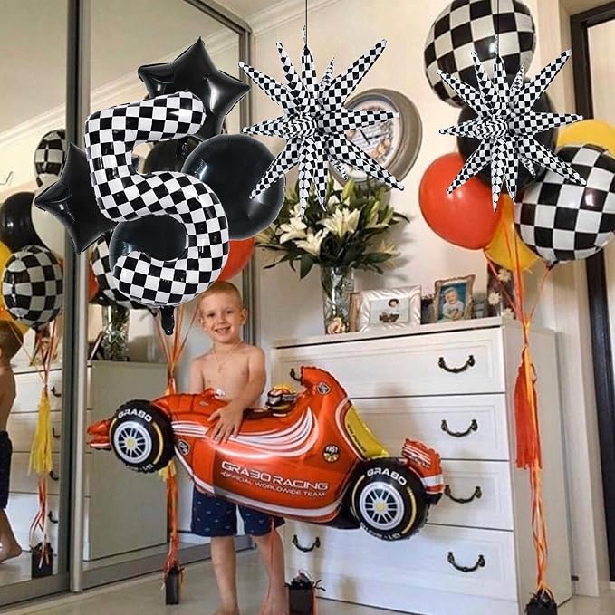 TONIFUL 5th Birthday Balloons Kit 40 Inch Checkered Number 5 Foil Balloon | - Image 5