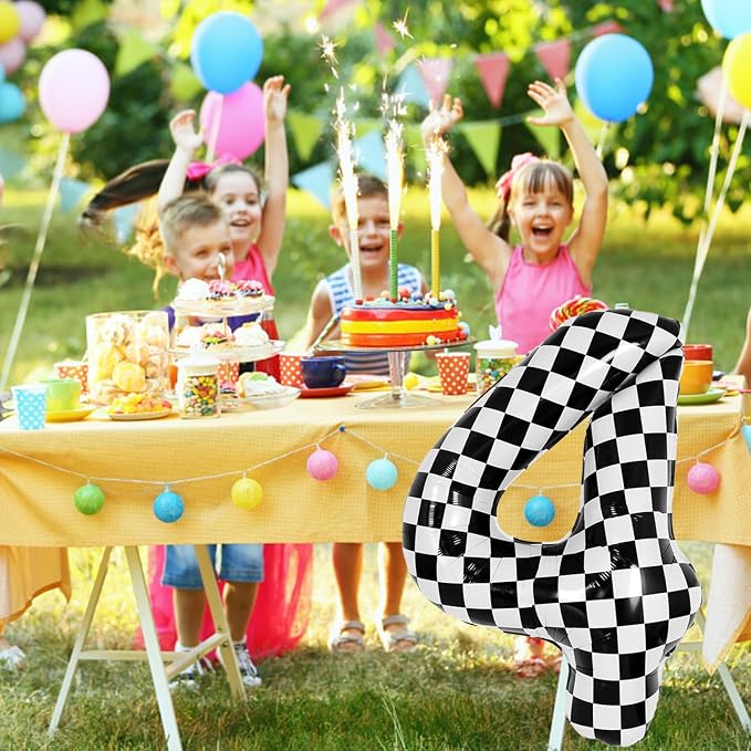 40 Inch Checkered Number Balloon - Image 4