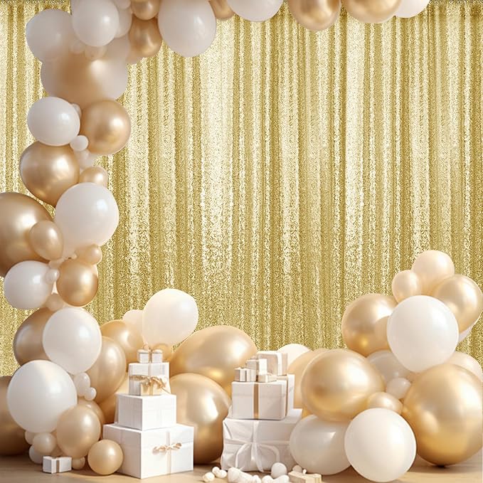 10×10FT Gold Sequin Backdrop Curtain, Photography Backdrop Glitter Curtains - Image 2