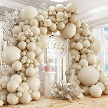 412pcs Sand White Balloon Garland Arch Kit 18 12 10 5 Inch Different Sizes by PAXILE