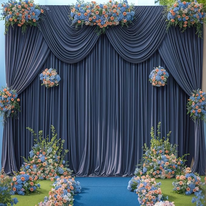 8 Panels Navy Blue Backdrop Curtains - Image 3