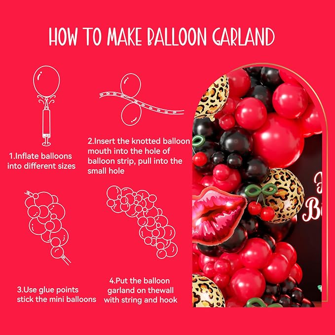 110pcs Red and Black Balloon Garland Arch Kit - Image 4